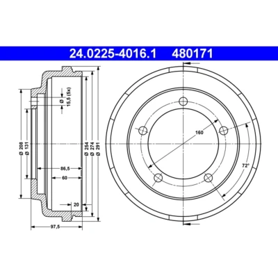 Kuva ATE 24.0225 4016.1 Jarrurumpu 292,0 FORD: Transit Mk5 Van, Flatbed Kuorma auto/Alusta