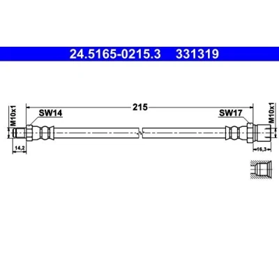Kuva ATE 24.5165 0215.3 Jarruletku 210 M10x1 VOLKSWAGEN: Kupla