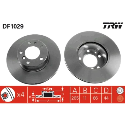 Kuva TRW DF1029 Jarrulevyt 265 11 5 108 täysi Lakattu