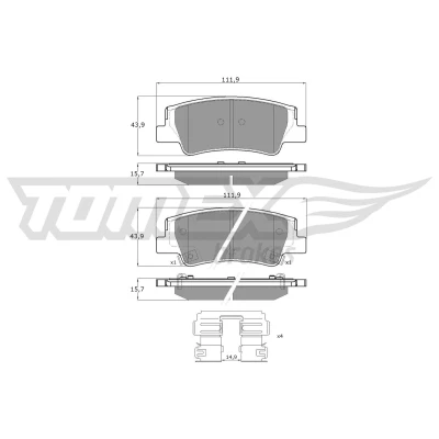 Kuva TOMEX brakes TX 60 26 Jarrupalat Taka akseli akustisella kulumavaroittimella Tarvikkeilla