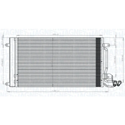 Kuva MAGNETI MARELLI 350203821000 Ilmastoinnin Lauhdutin Vedenerottimella 593x338x16 338 593 16 VOLKSWAGEN: Polo V Hatchback