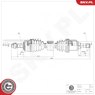 Kuva Vetoakseli, Etuakseli, oikea Esen skv 40SKV202 abarth, alfa romeo, fiat OE 46308339, 51754513, 51807675