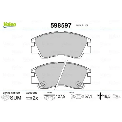 Kuva VALEO 598597 Jarrupalat Etuakseli Sis. kulumisenilmaisimen ilman huudonvaimennuspeltiä TOYOTA: Avensis III Farmari, Corolla X Sedan