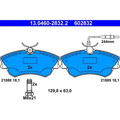 Kuva ATE 13.0460 2832.2 Jarrupalat Sis. kulumisenilmaisimen Jarrusatulan ruuveilla RENAULT: ESPACE 3