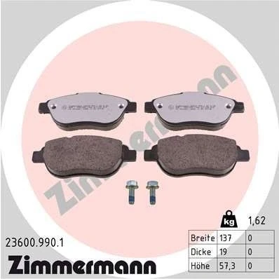 Kuva ZIMMERMANN 23600.990.1 Jarrupalat Ruuveilla Valokuva vastaa toimituslaajuutta PEUGEOT: 307 Hatchback, SW, 206 CITROËN: C4 I Hatchback