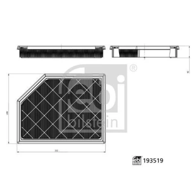 Kuva FEBI BILSTEIN 193519 Ilmansuodatin 42mm 246mm 313mm Suodatinpanos