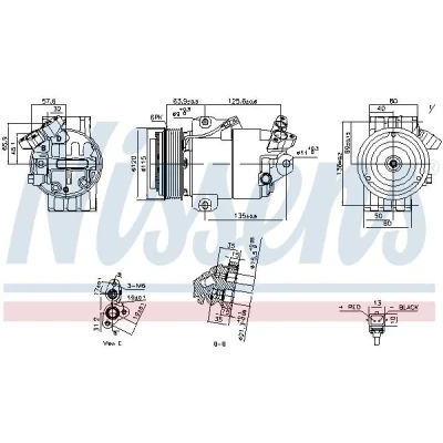 Kuva NISSENS 891012 Ilmastoinnin Kompressori DKS17 12 PAG 46 R 134a