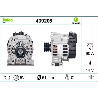 Kuva VALEO 439206 Laturi 14V 90A MERCEDES BENZ: A sarja