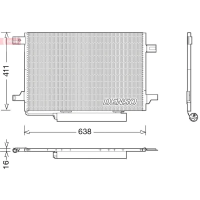 Kuva DENSO DCN17004 Ilmastoinnin Lauhdutin Vedenerottimella 638x411x16 R 134a 638 MERCEDES BENZ: B sarja, A sarja