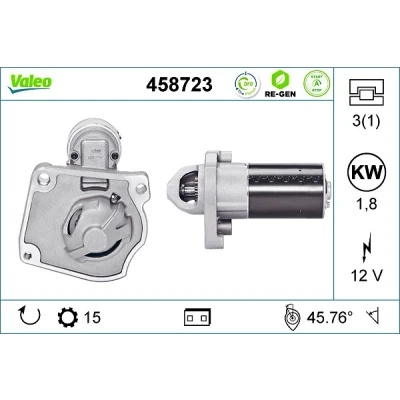 Kuva VALEO STOP&amp;START REMANUFACTURED 458723 Starttimoottori 12 1,8 15 PEUGEOT: 508 I Sedan, 3008 I, CITROËN: C4 II Hatchback