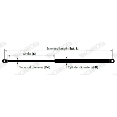 Kuva MONROE ML6503 Takaluukun Kaasujousi 170N 565mm