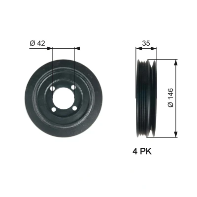 Kuva GATES TVD1115 Kampiakselin Hihnapyörä 146 Ilman tarvikkeita FleetRunner Micro V Stretch Fit