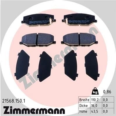 Kuva ZIMMERMANN 21568.150.1 Jarrupalat akustisella kulumavaroittimella Valokuva vastaa toimituslaajuutta