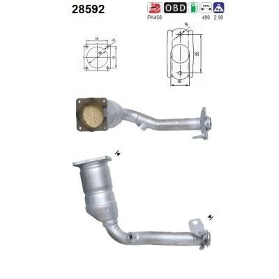 Kuva AS 28592 Katalysaattori 490mm PEUGEOT: 206 SW, Hatchback