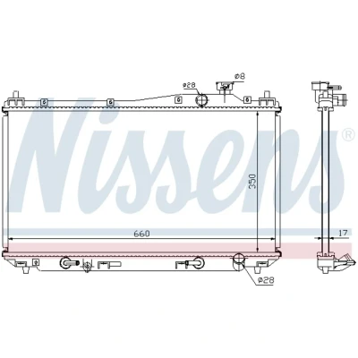 Kuva NISSENS 68115 Jäähdytin Alumiini 350 660 17 Jäähdytysrivat juotetut HONDA: CIVIC 8, 7 Hatchback