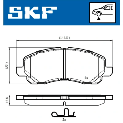 Kuva SKF VKBP 80169 A Jarrupalat akustisella kulumavaroittimella MITSUBISHI: OUTLANDER 3, ASX SUV, Lancer 8 Limousine