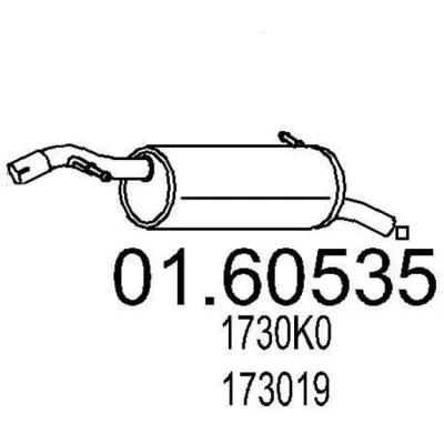 Kuva MTS 01.60535 Takaäänenvaimennin 930 CITROËN: C3 I Hatchback, C2 PEUGEOT: 1007 Hatchback