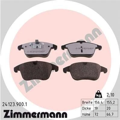 Kuva ZIMMERMANN 24123.900.1 Jarrupalat Valokuva vastaa toimituslaajuutta VOLVO: V70 3, V60 I, XC70 II Farmari, FORD: MONDEO 4 Turnier, S Max Mk1,