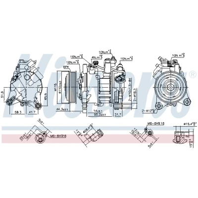 Kuva NISSENS 890397 Ilmastoinnin Kompressori 6SEU14A 12 PAG 46 R 134a BMW: 3 Touring
