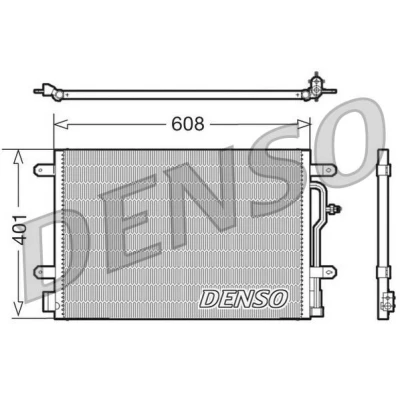 Kuva DENSO DCN02011 Ilmastoinnin Lauhdutin ilman vedenerotinta 608x401x16 R 134a 608 AUDI: A4 B6 Avant, A6 C5 Avant