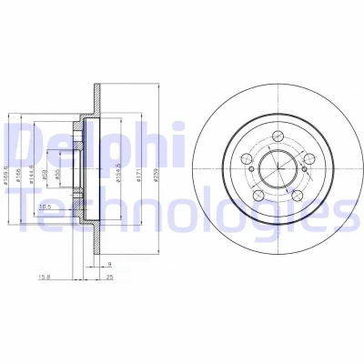 Kuva DELPHI BG4272 Jarrulevyt 259 9 5 täysi rasvattu käsittelemätön ilman pyöränlaakeria, ABS sensorirengasta TOYOTA: Urban Cruiser