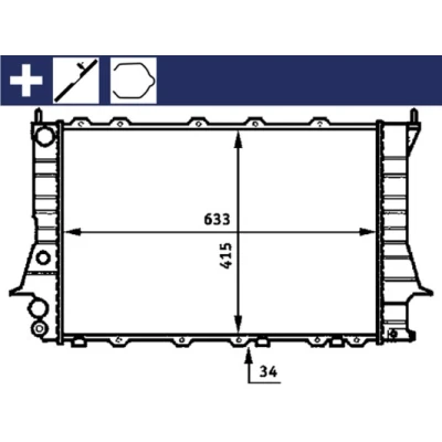 Kuva MAHLE ORIGINAL CR 358 000S Jäähdytin 633 415 34 Pidikkeellä, Tarvikkeilla Männän lukoilla, Ruuvilla Jäähdytysrivat mekaan. kiinnitetyt