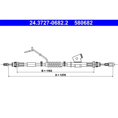 Kuva ATE 24.3727 0682.2 Käsijarruvaijeri 1376 FORD: Transit Custom V362 Bussi, Tourneo Bussi