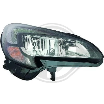 Kuva DIEDERICHS 1815980 Ajovaloumpio Oikea H7/H7 Huomiovalolla Valokorkeussäätimen moottorilla OPEL: Corsa E Hatchback