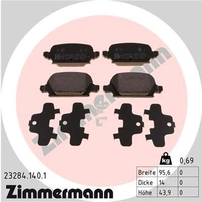 Kuva ZIMMERMANN 23284.140.1 Jarrupalat akustisella kulumavaroittimella Valokuva vastaa toimituslaajuutta OPEL: Corsa C Hatchback, Tigra Twintop