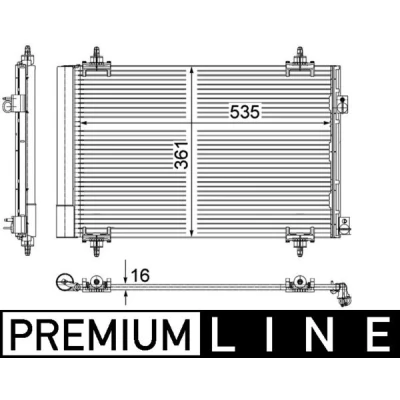 Kuva MAHLE ORIGINAL AC 587 000P Ilmastoinnin Lauhdutin Vedenerottimella 535 PEUGEOT: 308 I Hatchback, SW, CITROËN: C4 Grand Picasso