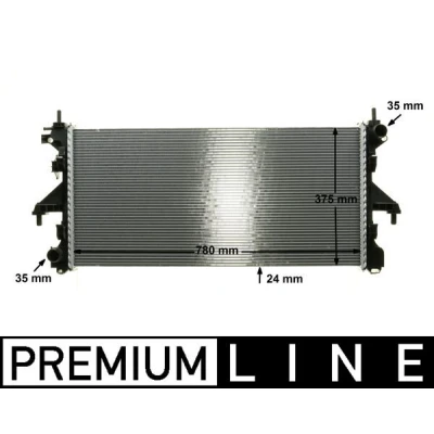 Kuva MAHLE ORIGINAL CR 1068 000P Jäähdytin Autoihin ilman ilmastointilaitetta 780mm 374mm 24mm Jäähdytysrivat juotetut