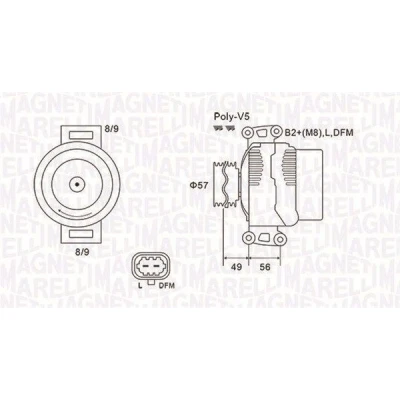 Kuva MAGNETI MARELLI 063731740010 Laturi 14V 120A OPEL: Astra G CC, Vectra C Caravan, Zafira A