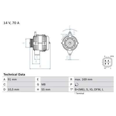 Kuva BOSCH 0 986 082 300 Laturi 14V 70A