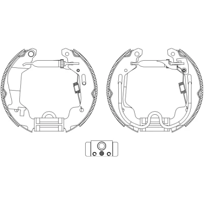 Kuva TEXTAR Shoe Kit Pro 84058000 Jarrukenkäsarja, Rumpujarru Pyörän jarrun sylinterillä, Säätöelementillä