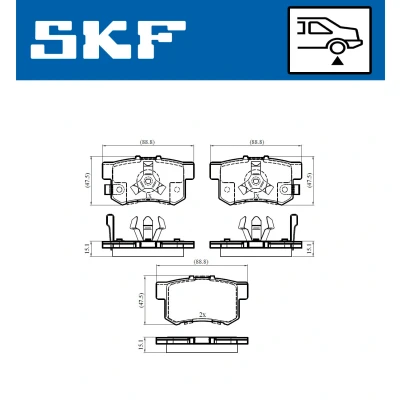 Kuva SKF VKBP 90397 A Jarrupalat akustisella kulumavaroittimella HONDA: CR V 3, ACCORD 8 Kombi, 2
