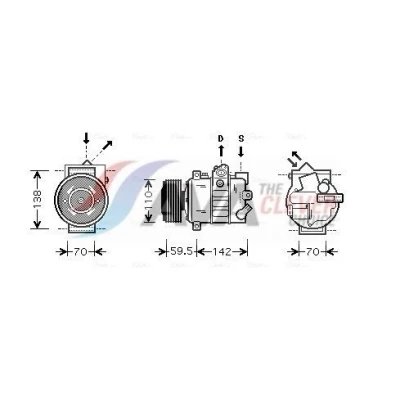 Kuva PRASCO VNAK220 Ilmastoinnin Kompressori PAG 46 R 134a VOLKSWAGEN: Passat B7 Variant, Tiguan I, B6 SKODA: Octavia 2 Combi