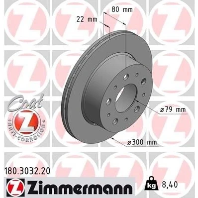 Kuva ZIMMERMANN COAT Z 180.3032.20 Jarrulevyt 300 22 10/5 5 130 Tuuletettu, ulko pinnoitettu FIAT: Ducato III Flatbed Kuorma auto / Alusta