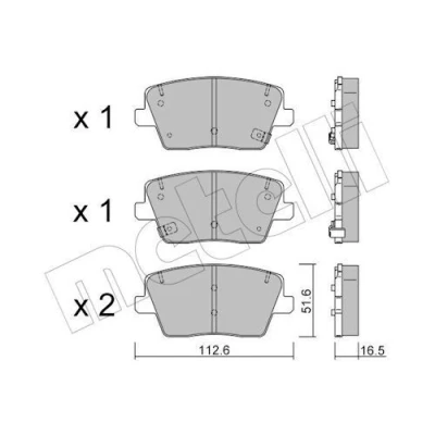 Kuva METELLI 22 1242 0 Jarrupalat akustisella kulumavaroittimella HYUNDAI: i30 III Hatchback, Kona SUV