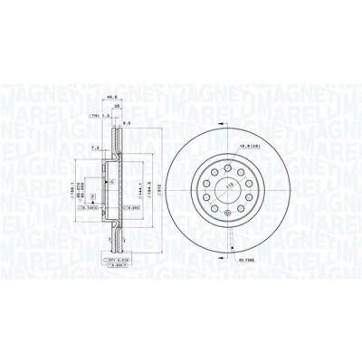 Kuva MAGNETI MARELLI 360406050601 Jarrulevyt 312, 312 25 5 65 tuuletettu sisältä UV lakkapinta hiiliteräs Ruuveilla VOLKSWAGEN: Passat B8 Variant
