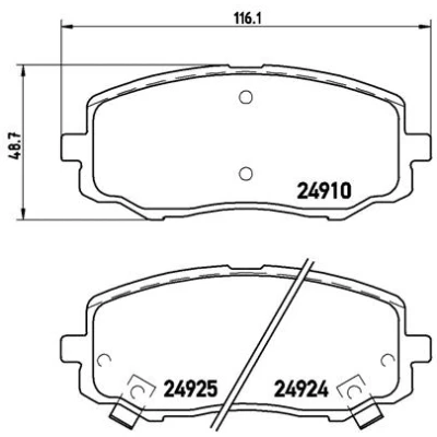 Kuva BREMBO P 30 045 Jarrupalat akustisella kulumavaroittimella Huudonvaimennuspellillä Tarvikkeilla HYUNDAI: i20 I Hatchback, II Hatchback