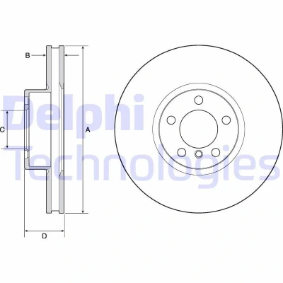Kuva DELPHI BG9141C Jarrulevyt 348 36 5 Tuuletettu pinnoitettu hiiliteräs ilman pyöränlaakeria, ABS sensorirengasta BMW: 7
