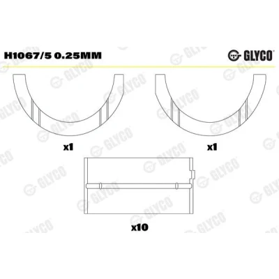 Kuva GLYCO H1067/5 0.25mm Kampiakselin Laakeri laipalla