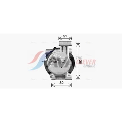 Kuva PRASCO MZAK300 Ilmastoinnin Kompressori H12A1 12 PAG 46 R 134a magneettikytkimellä