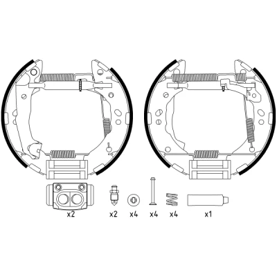 Kuva TEXTAR Shoe Kit Pro 84056800 Jarrukenkäsarja, Rumpujarru Pyörän jarrun sylinterillä, Säätöelementillä