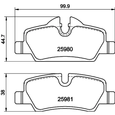 Kuva HELLA 8DB 355 021 481 Jarrupalat Kulumisenilmaisemelle Jarrusatulan ruuveilla Tarvikkeilla MINI: Hatchback