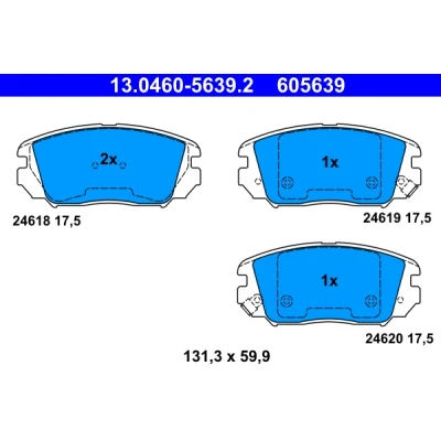 Kuva ATE 13.0460 5639.2 Jarrupalat akustisella kulumavaroittimella HYUNDAI: Sonata V