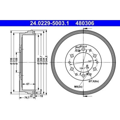 Kuva ATE 24.0229 5003.1 Jarrurumpu 344,5 TOYOTA: HILUX 3 Pick up