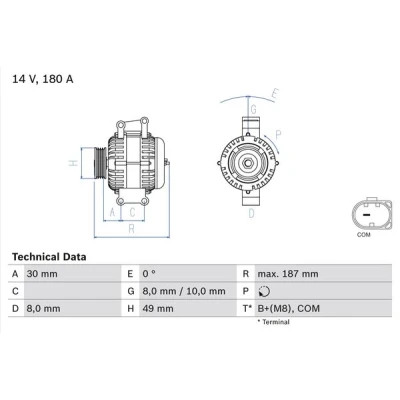 Kuva BOSCH 0 986 048 820 Laturi 14V 180A BMW: 3 Touring, 5 Sedan