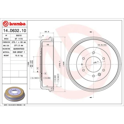 Kuva BREMBO 14.D632.10 Jarrurumpu 270,1