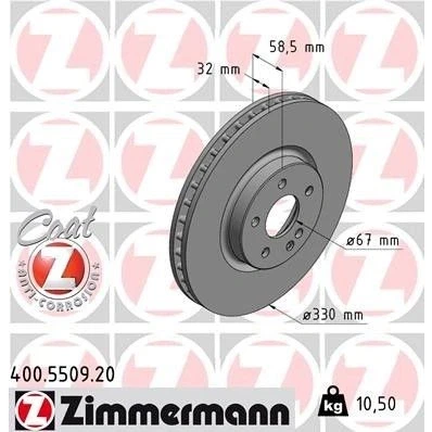 Kuva ZIMMERMANN COAT Z 400.5509.20 Jarrulevyt 330 32 6/5 5 112 tuuletettu sisältä pinnoitettu hiiliteräs MERCEDES BENZ: Vito Van, Tourer, Mixto
